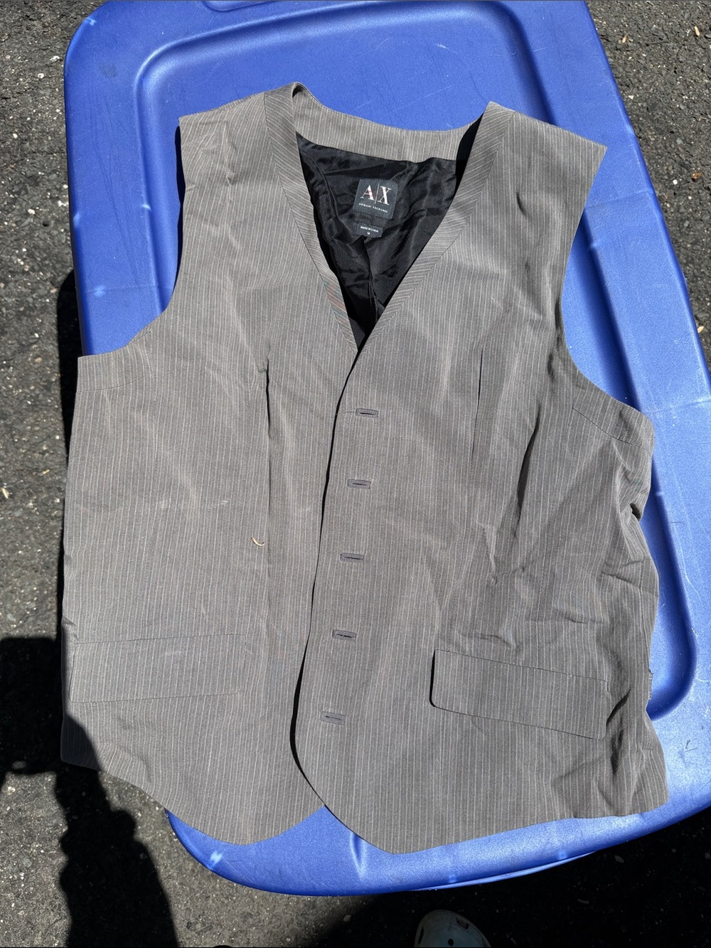 A|X Armani Exchange Gray Pinstripe Men's Dress Vest